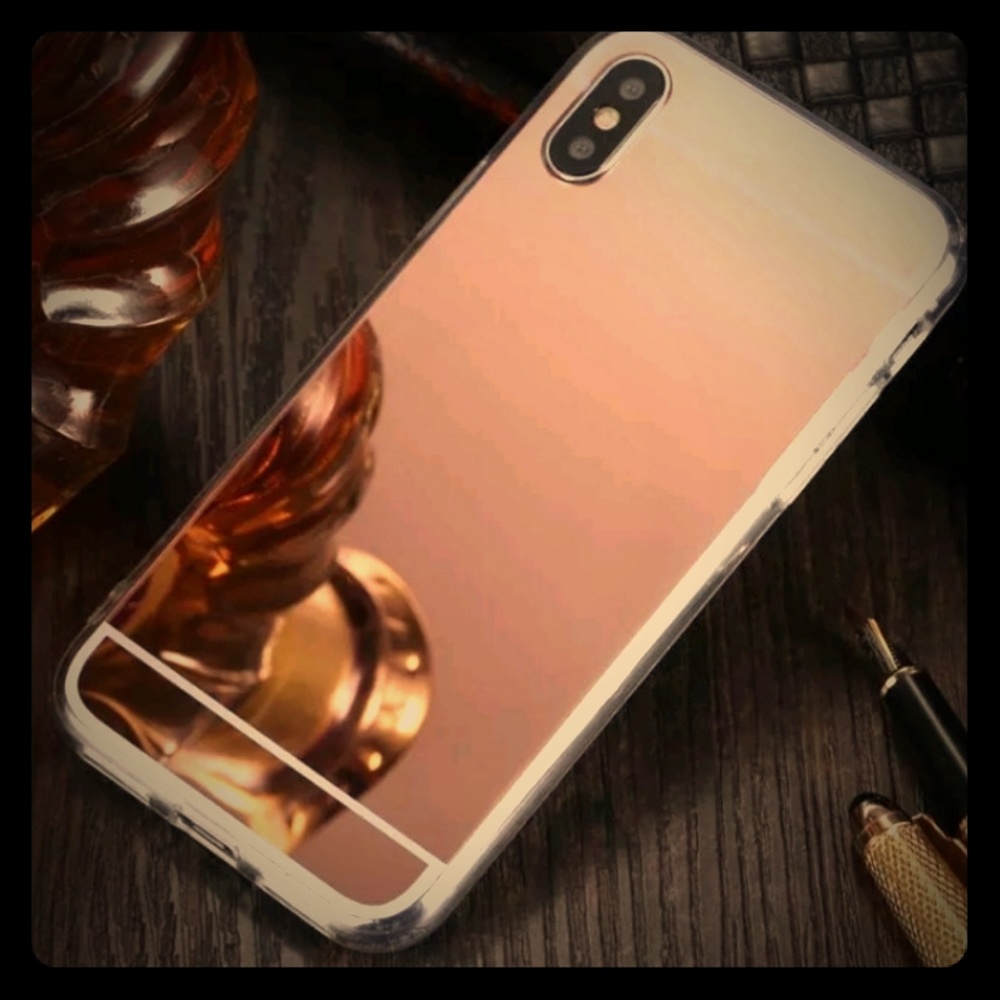 Rose gold iPhone x thin mirror case